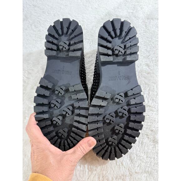 Sam & Libby Studded Black Lug Sole Loafers NWOB Size 6 Chunky Sole - Picture 4 of 6